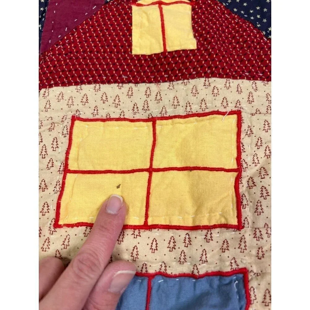 Handmade Vintage Throw Quilt Christmas Town Toys Cookies Wall Hanging